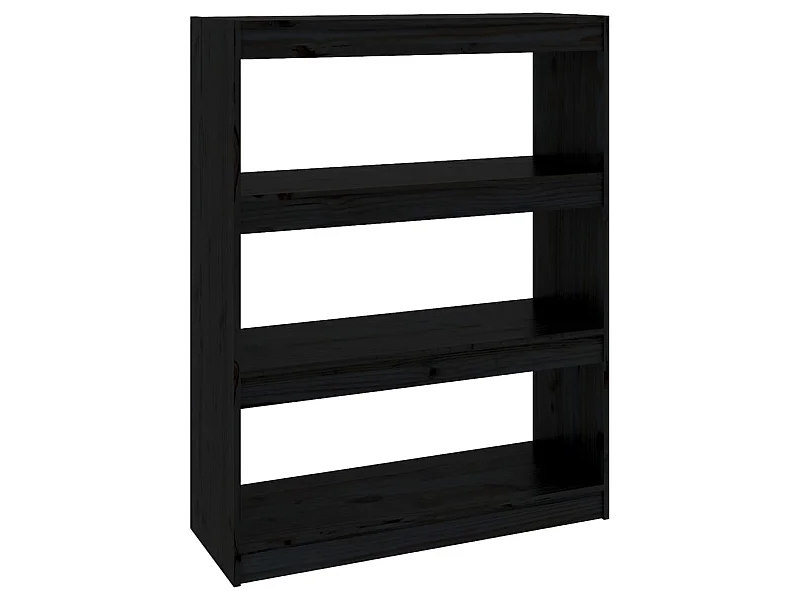 Bibliothèque-Séparateur de pièce Noir 80x30x103,5 Pin solide