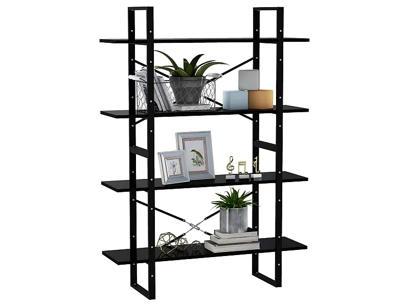 Bibliothèque à 4 niveaux Noir 100x30x140