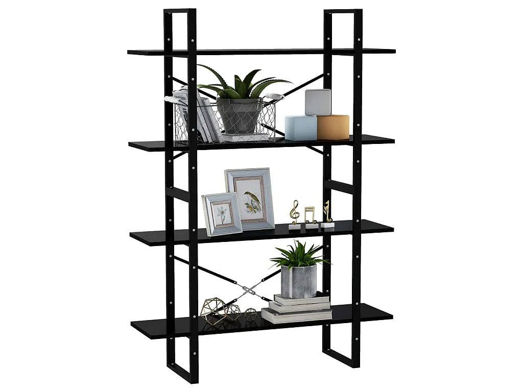 Bibliothèque à 4 niveaux Noir 100x30x140