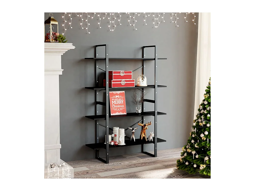 Bibliothèque à 4 niveaux Noir 100x30x140