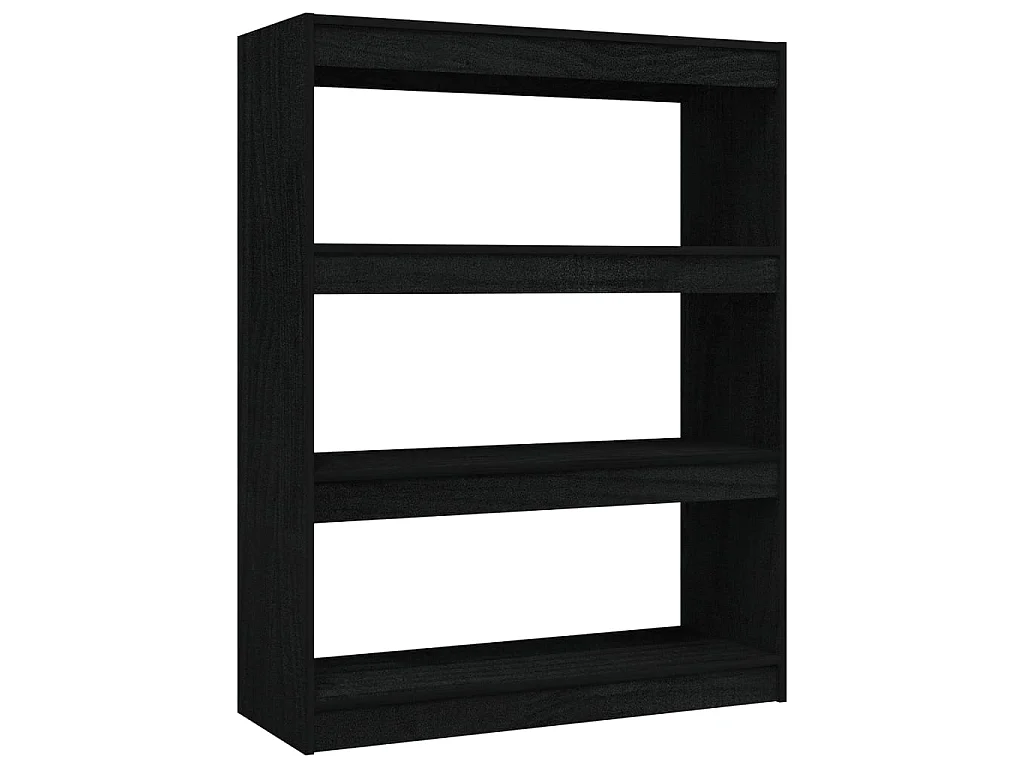 Bibliothèque-Séparateur de pièce Noir 100x30x103 Pin massif