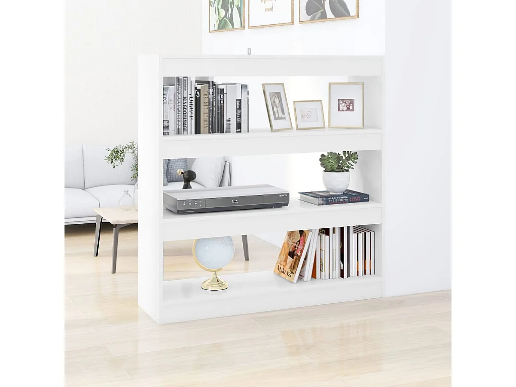 Bibliothèque-Séparateur de pièce Blanc 100x30x103