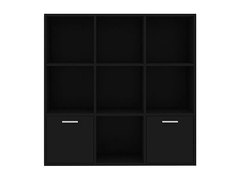 Bibliothèque étagère en bois Valika 98cm - 7 niches 2 portes-Noir