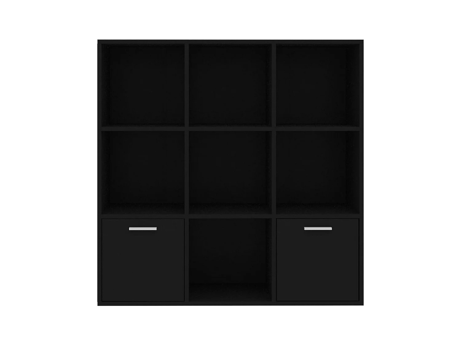 Bibliothèque étagère en bois Valika 98cm - 7 niches 2 portes-Noir