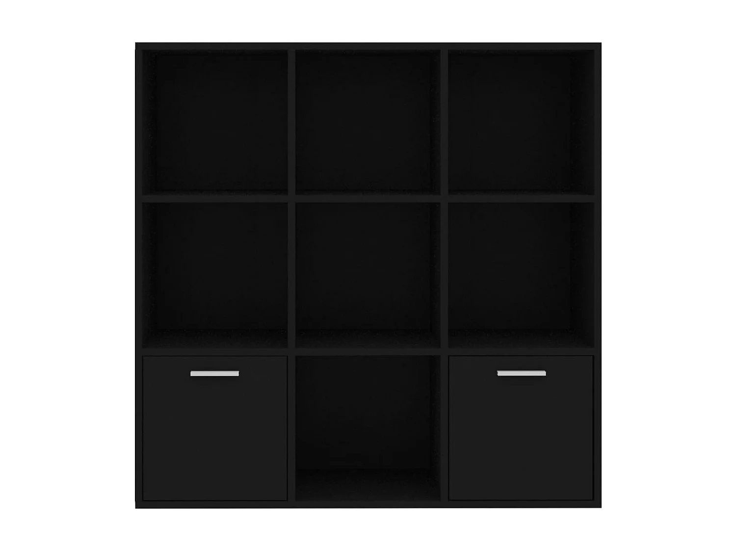 Bibliothèque étagère en bois Valika 98cm - 7 niches 2 portes-Noir