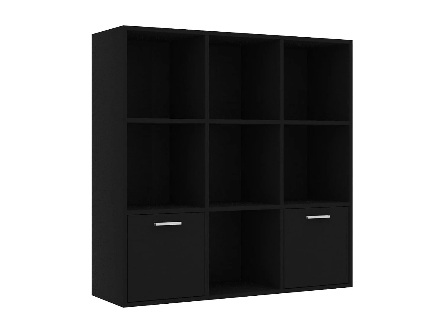 Bibliothèque étagère en bois Valika 98cm - 7 niches 2 portes-Noir