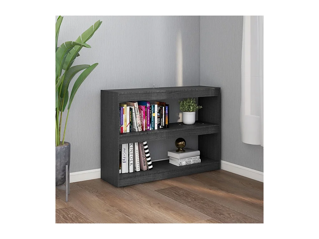 Boekenkast/kamerscherm 100x30x71,5 cm grenenhout grijs