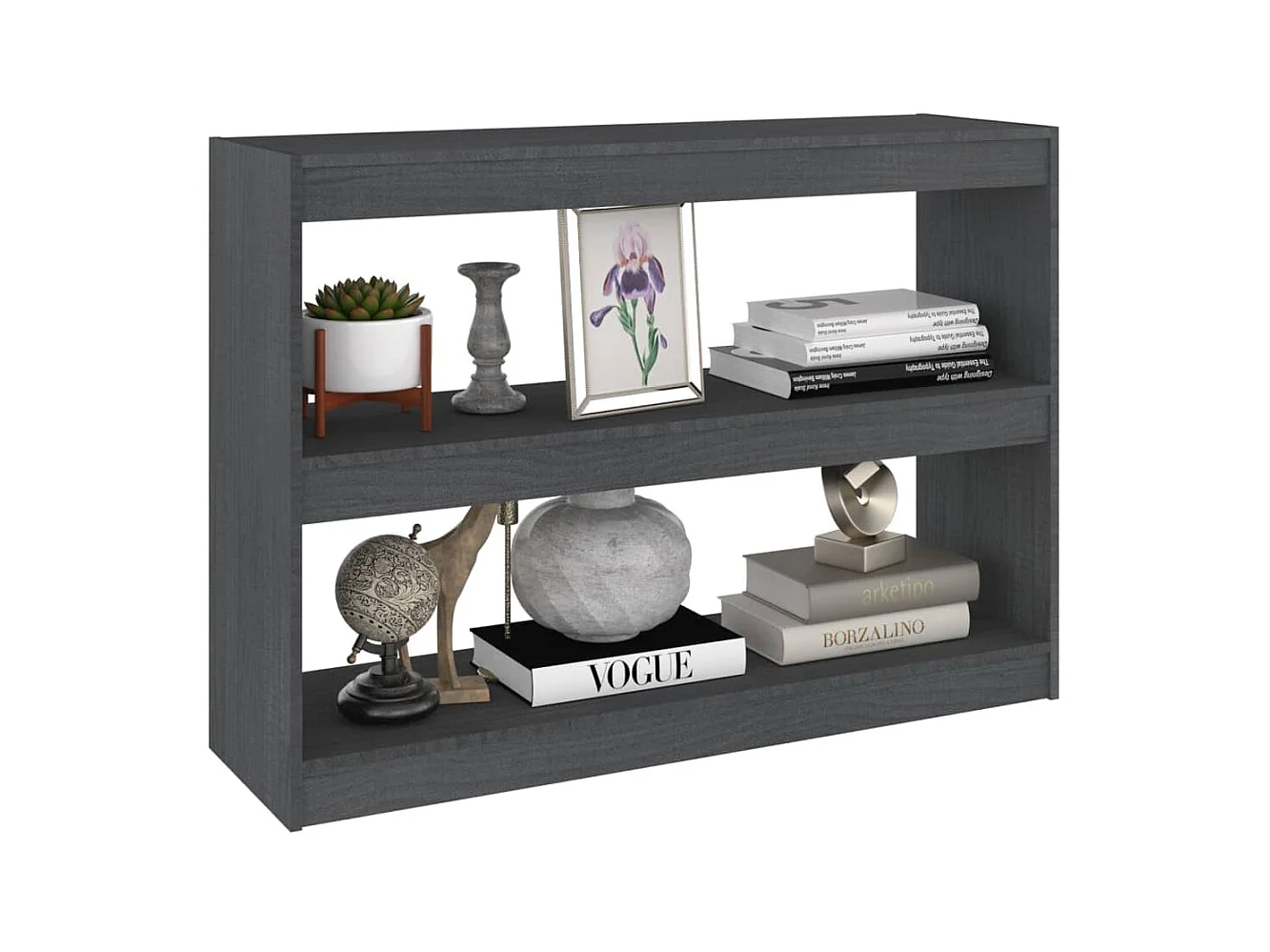 Boekenkast/kamerscherm 100x30x71,5 cm grenenhout grijs