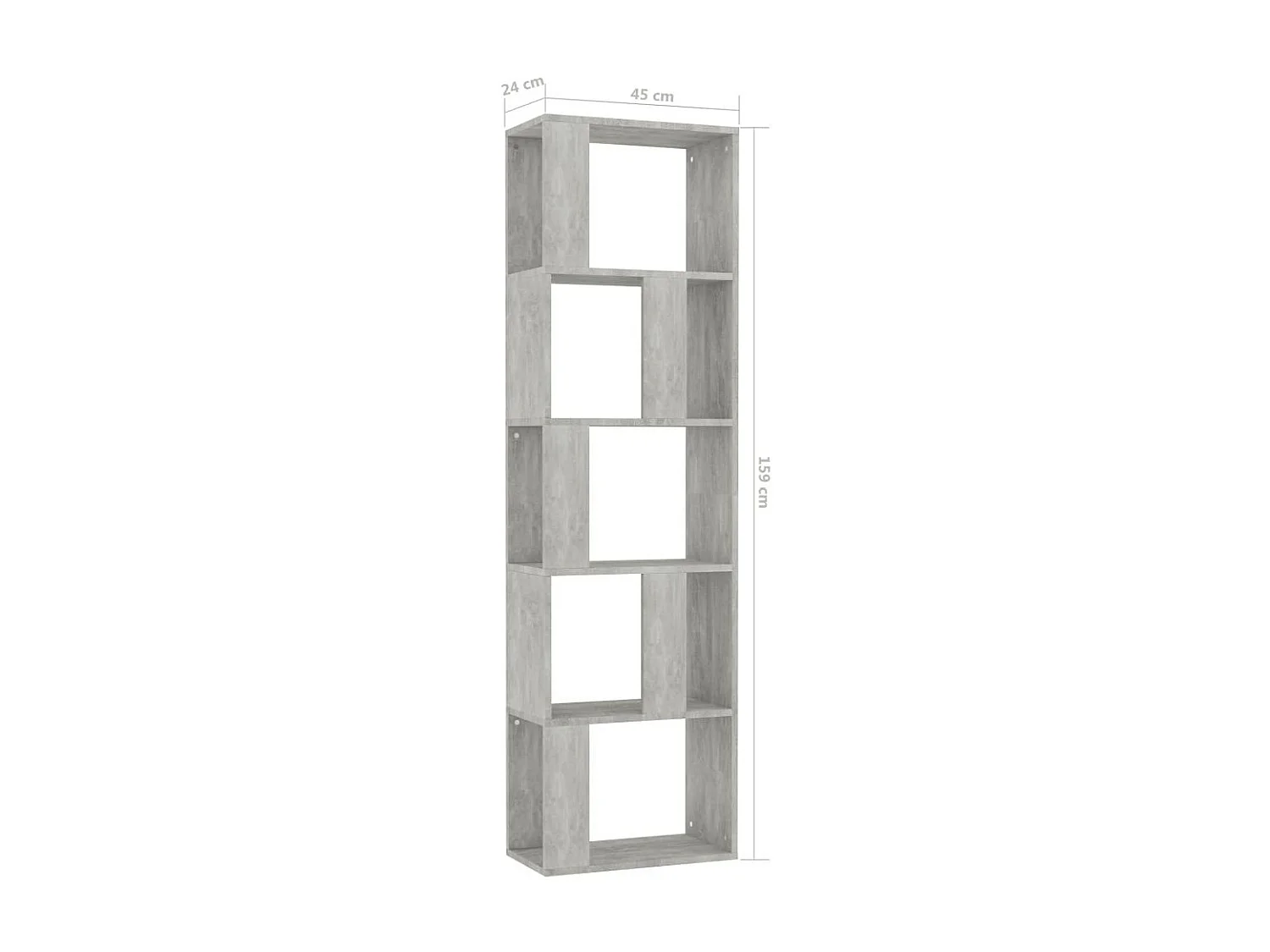 Bibliothèque-Séparateur de pièce Gris béton 45x24x159