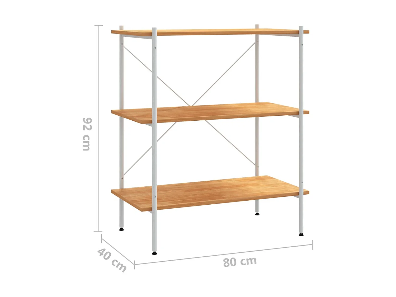 Étagère à 3 niveaux Blanc et chêne 80x40x92