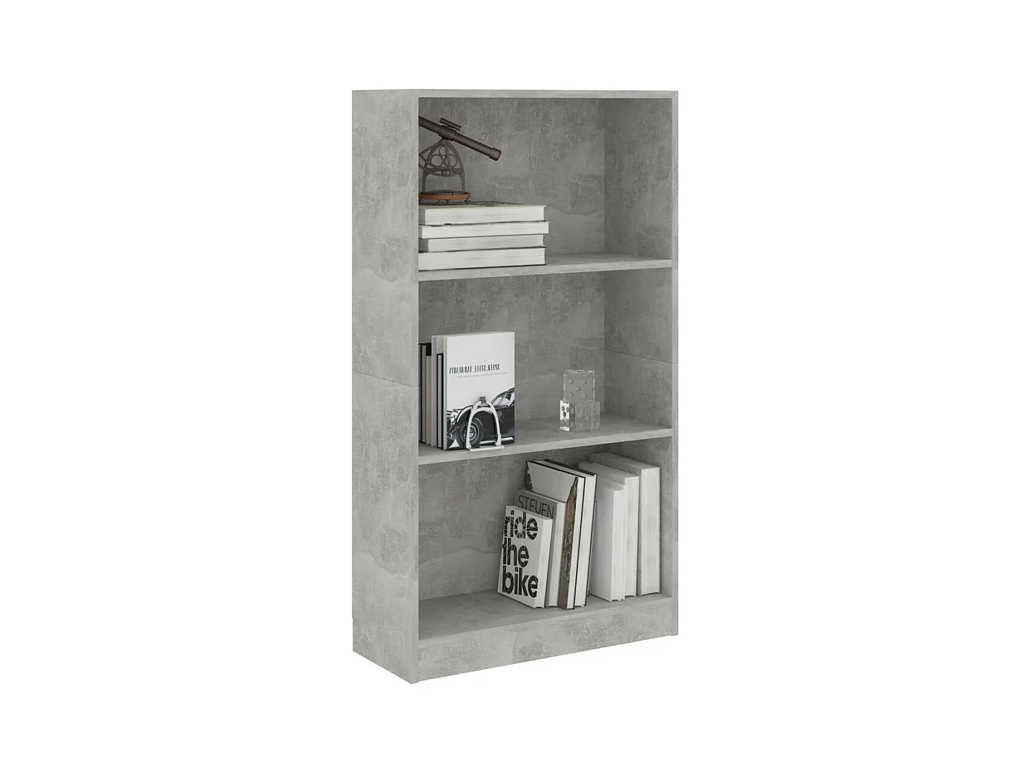 Bibliothèque à 3 niveaux Gris béton 60x24x108