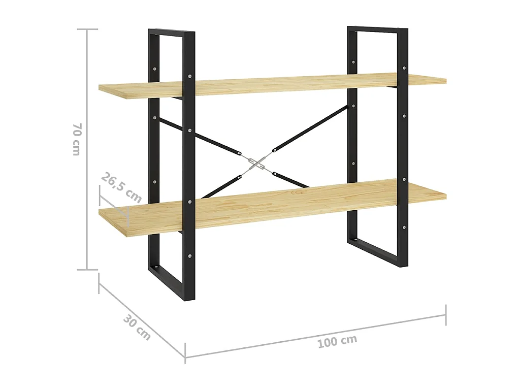 Bibliothèque à 2 niveaux 100x30x70 Bois de pin massif