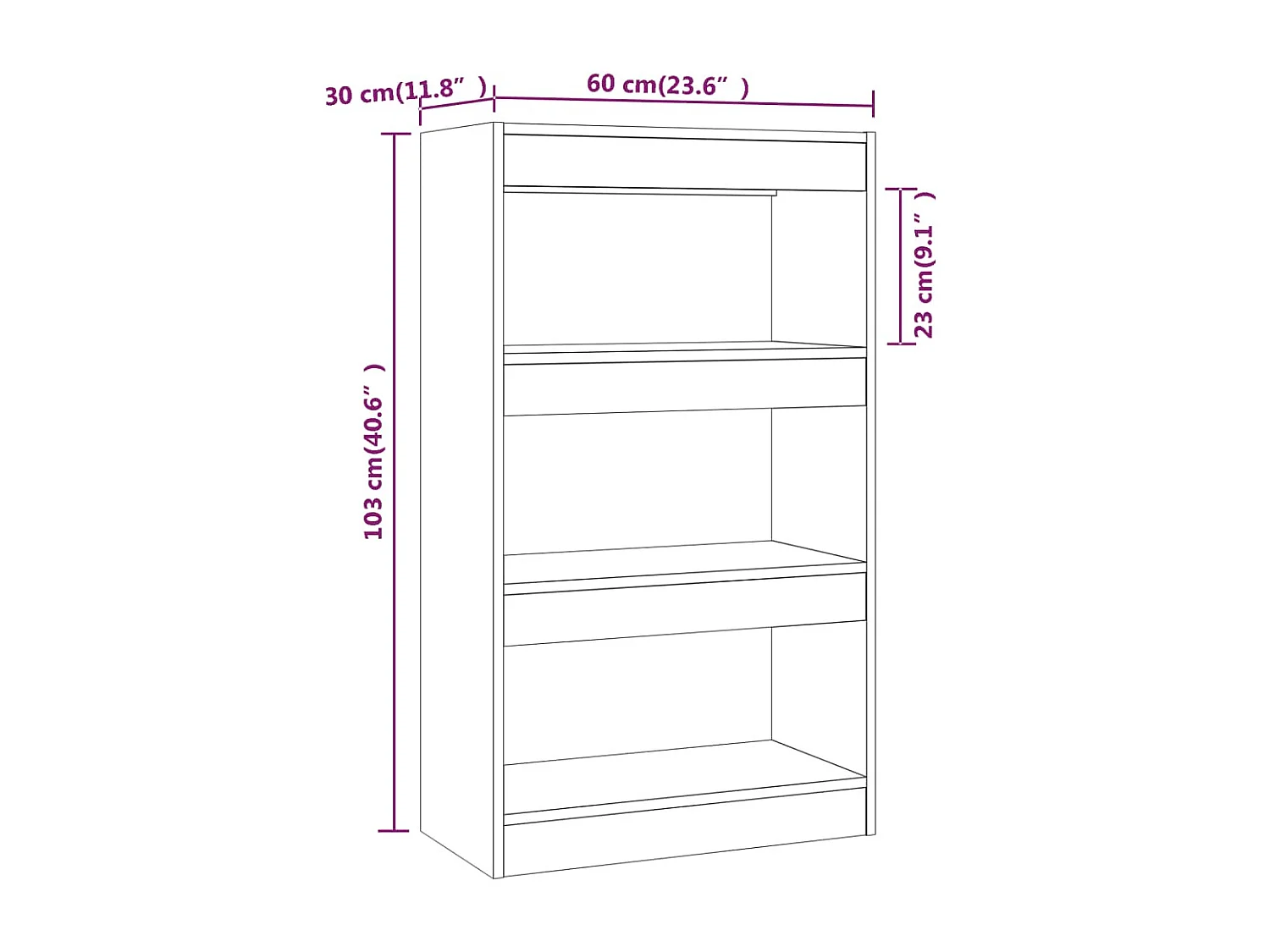 Bibliothèque-Séparateur de pièce Sonoma gris 60x30x103