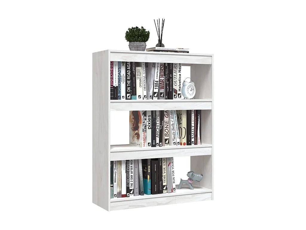 Bibliothèque-Séparateur de pièce Blanc 100x30x103 Pin massif