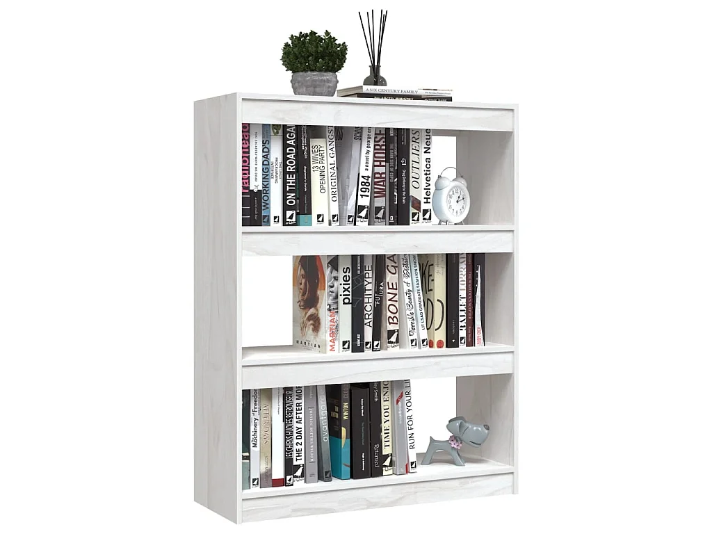Bibliothèque-Séparateur de pièce Blanc 100x30x103 Pin massif
