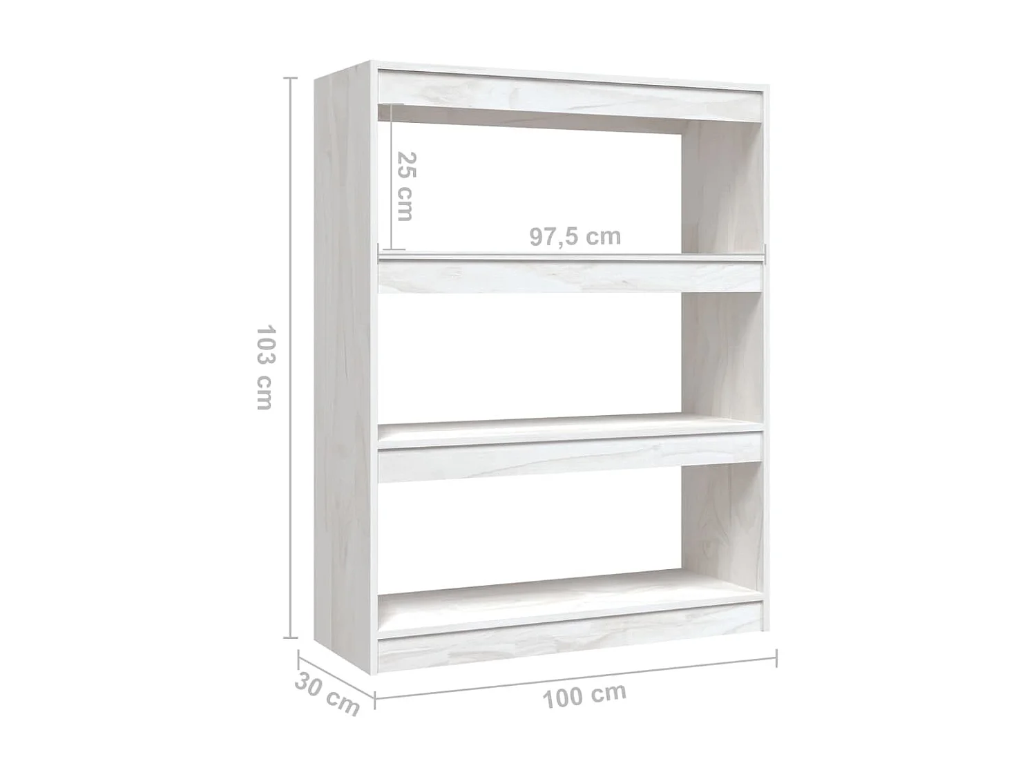 Bibliothèque-Séparateur de pièce Blanc 100x30x103 Pin massif