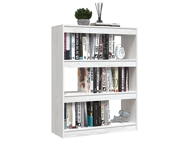 Bibliothèque-Séparateur de pièce Blanc 100x30x103 Pin massif