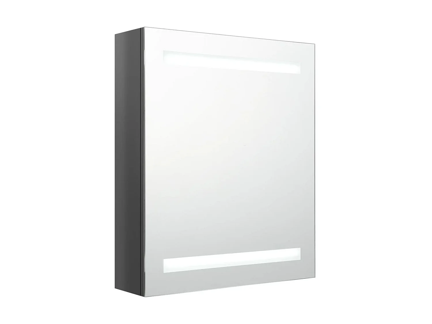 Armoire de salle de bain à miroir LED Gris brillant 50x14x60