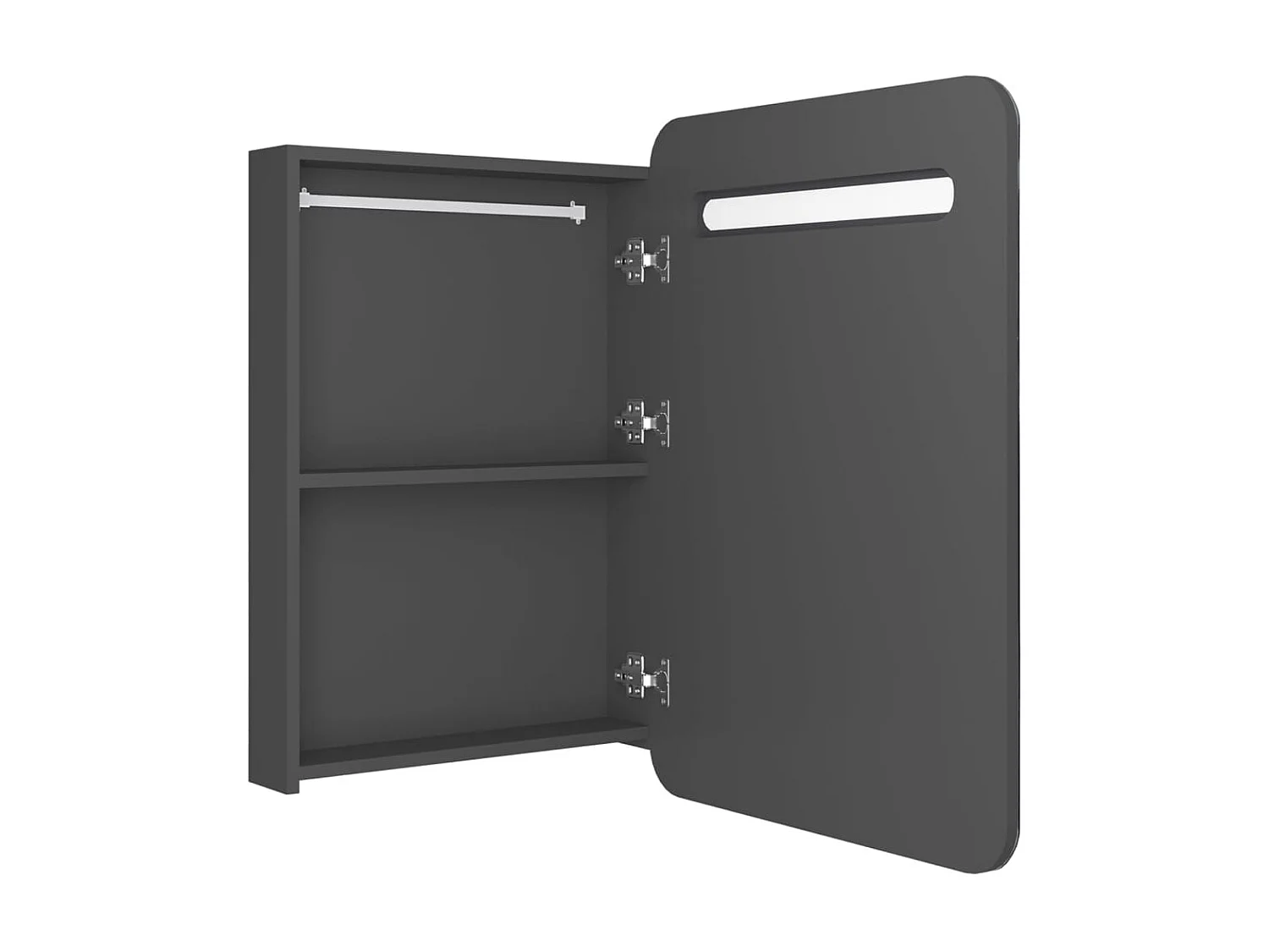 Armoire de salle de bain à miroir LED Gris 60x11x80