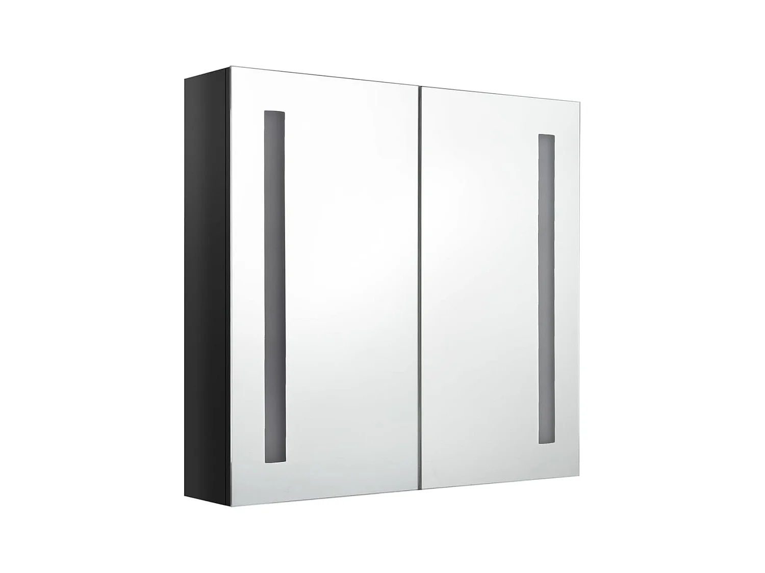 Armoire de salle de bain à miroir LED Noir brillant 62x14x60