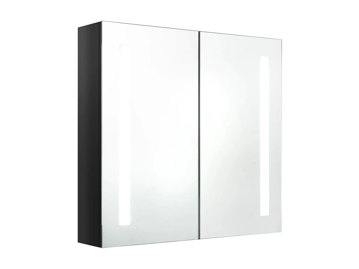 Armoire de salle de bain à miroir LED Noir brillant 62x14x60