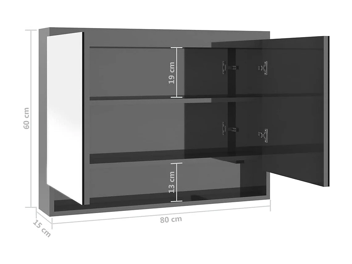 Armoire à miroir de salle de bain 80x15x60 MDF Gris