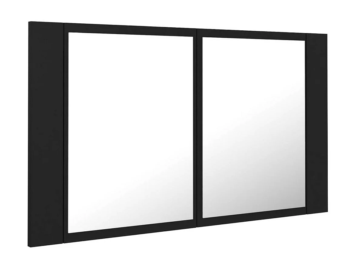 Armoire de salle de bain à miroir à LED Noir 80x12x45