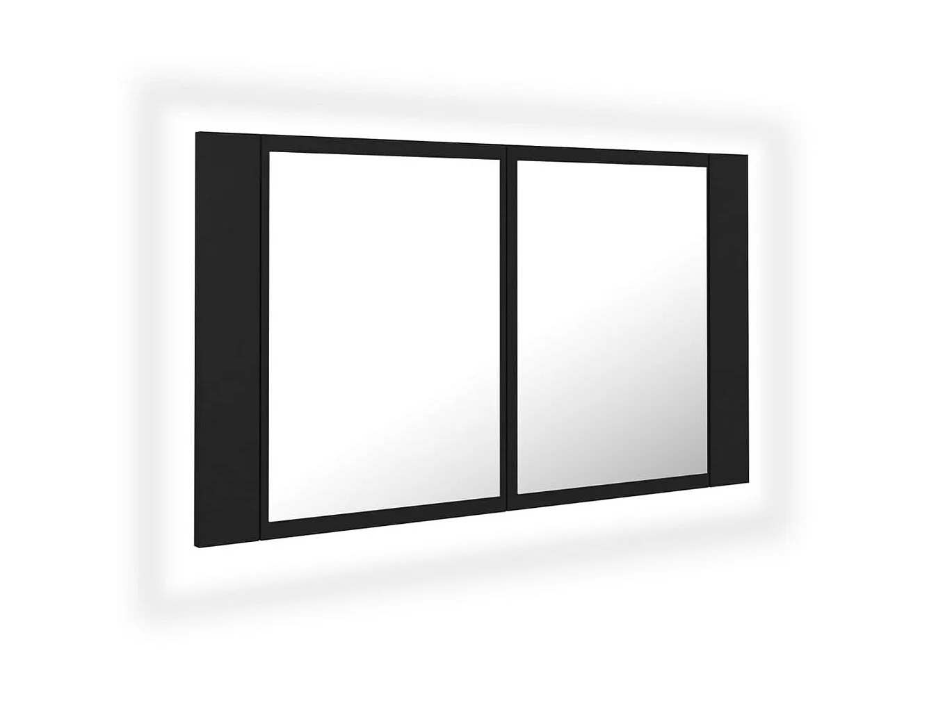 Armoire de salle de bain à miroir à LED Noir 80x12x45