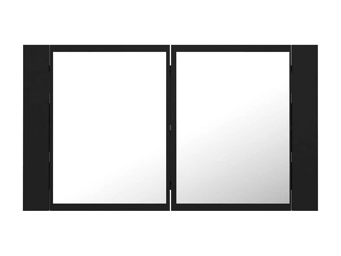 Armoire de salle de bain à miroir à LED Noir 80x12x45