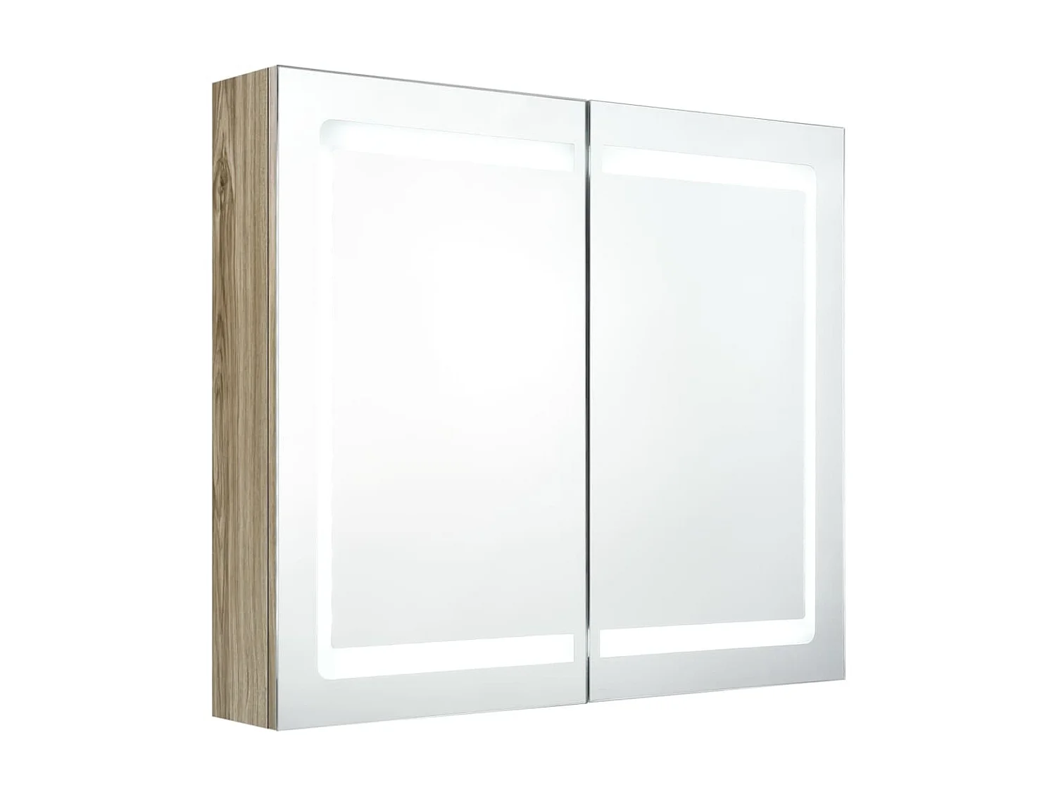 Armoire de salle de bain à miroir LED Chêne 80x12x68