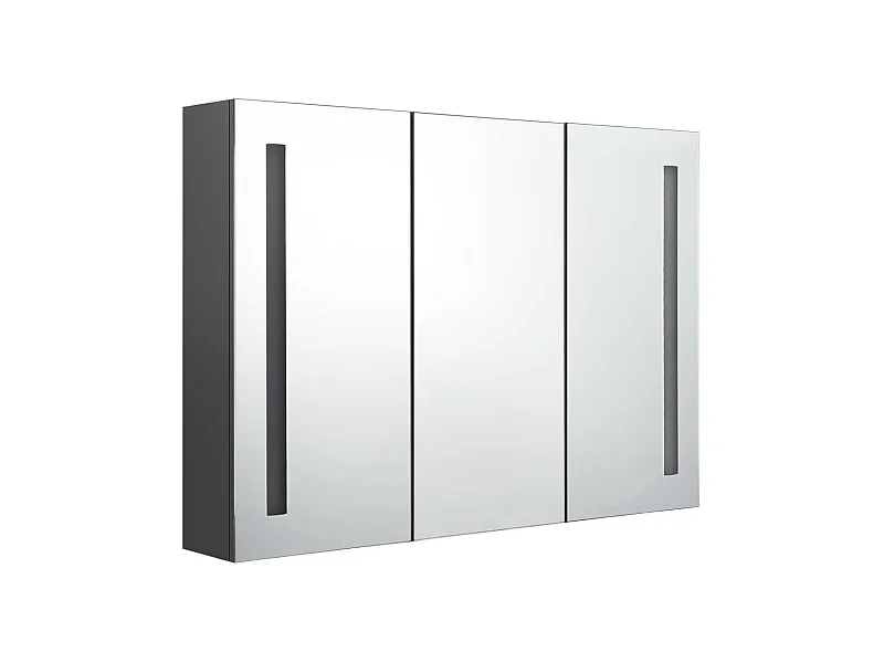 Armoire de salle de bain à miroir LED 89x14x62 Gris
