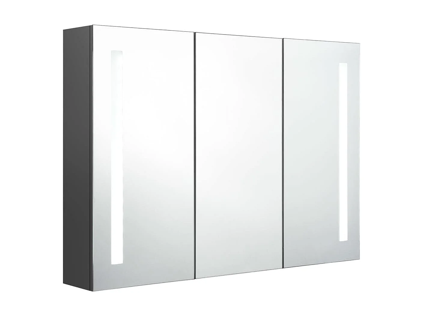Armoire de salle de bain à miroir LED 89x14x62 Gris