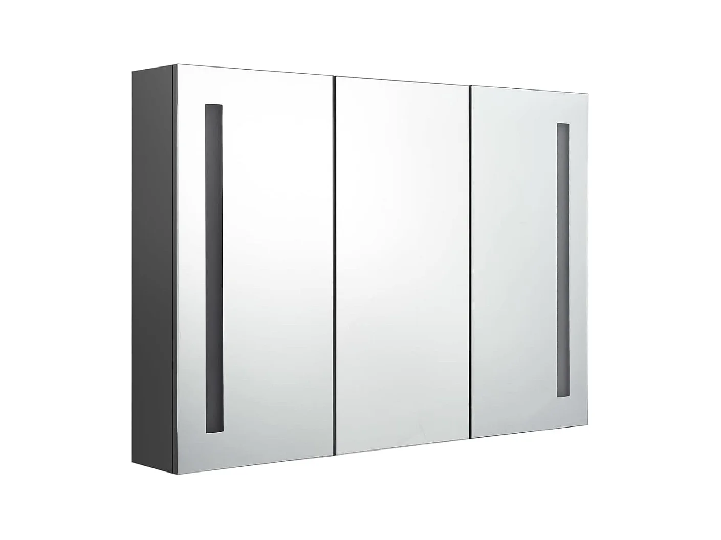 Armoire de salle de bain à miroir LED 89x14x62 Gris