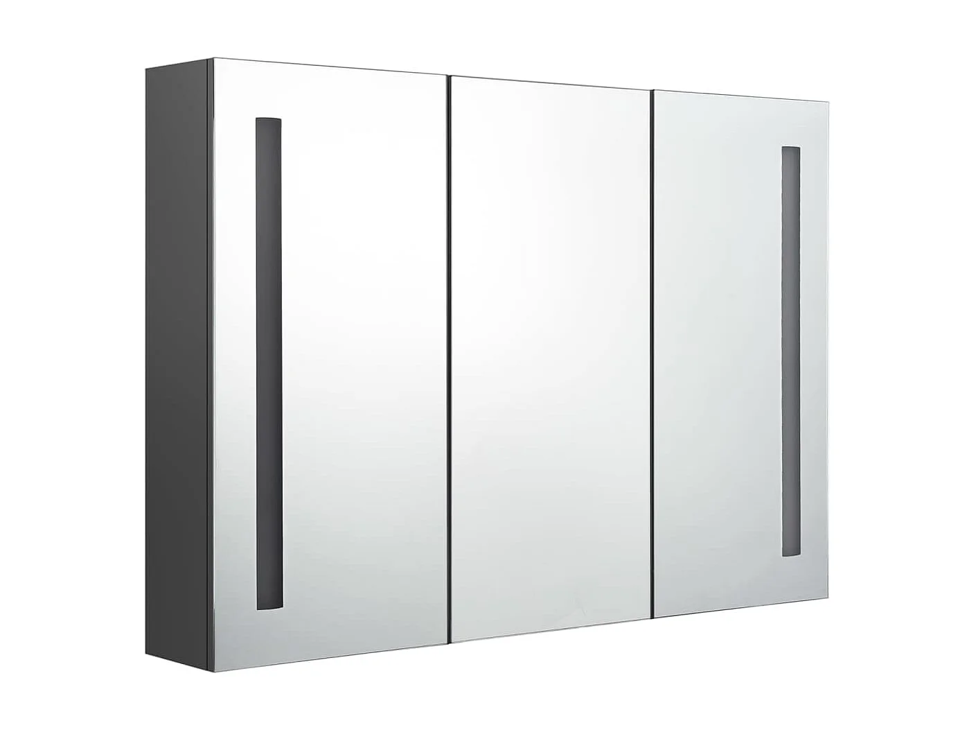 Armoire de salle de bain à miroir LED 89x14x62 Gris