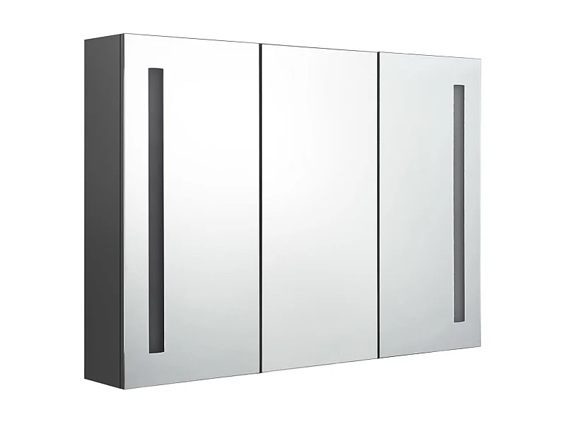 Armoire de salle de bain à miroir LED 89x14x62 Gris
