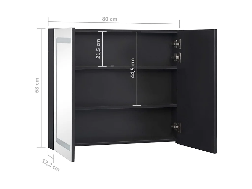 Armoire de salle de bain à miroir à LED 80x12,2x68