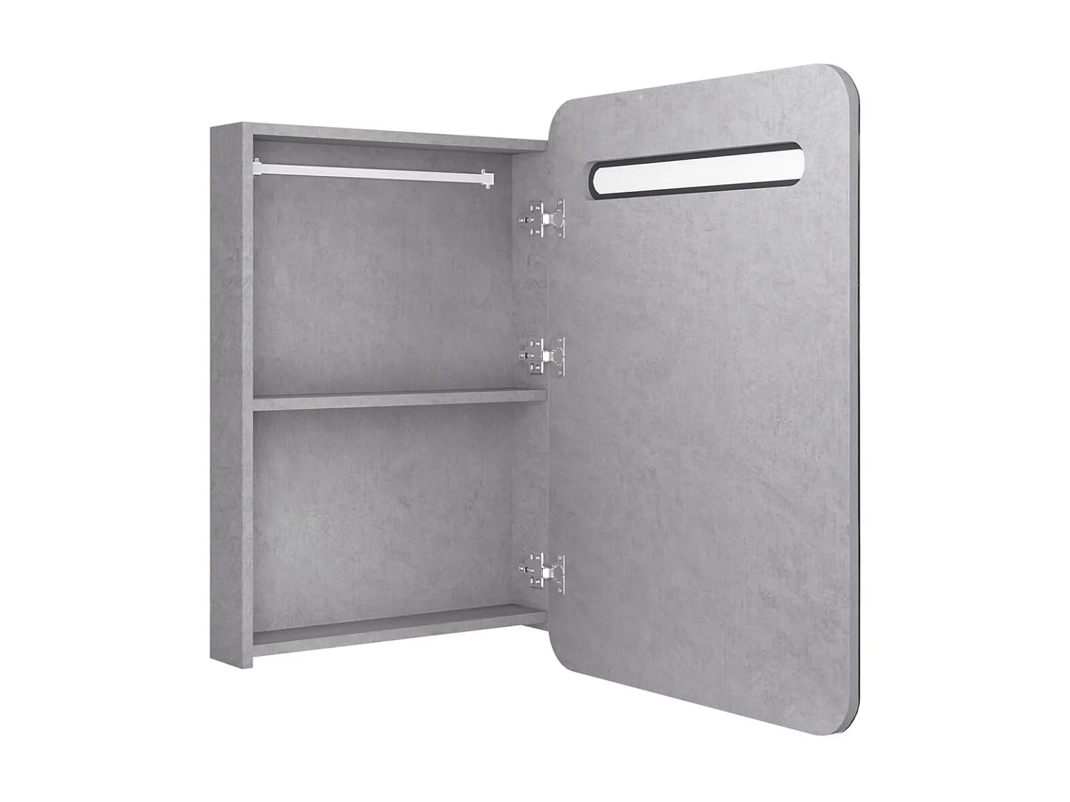 Armoire de salle de bain à miroir LED Gris béton 60x11x80