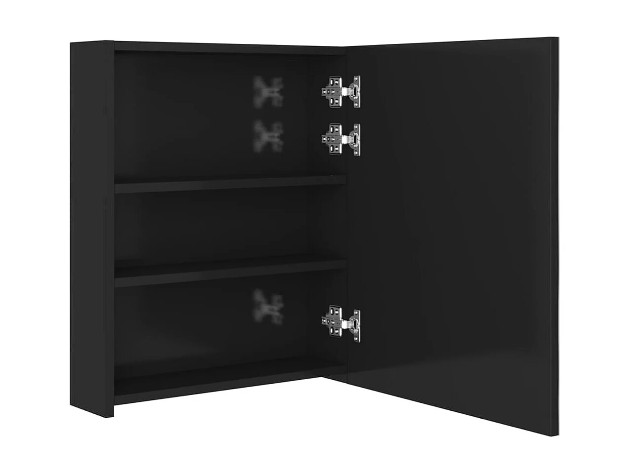 Armoire de salle de bain à miroir LED Noir brillant 50x14x60