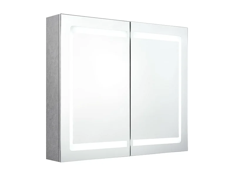 Armoire de salle de bain à miroir LED Gris béton 80x12x68