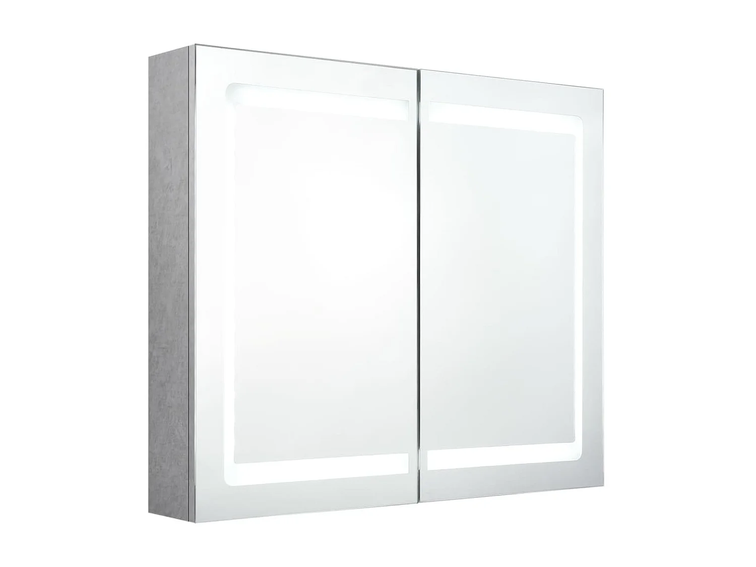 Armoire de salle de bain à miroir LED Gris béton 80x12x68