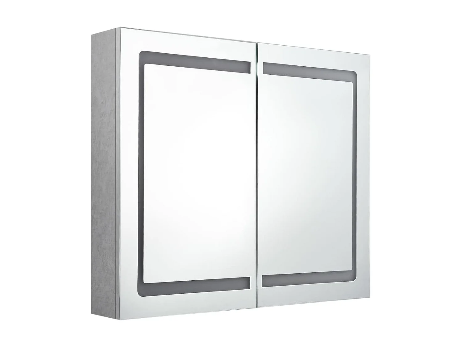 Armoire de salle de bain à miroir LED Gris béton 80x12x68