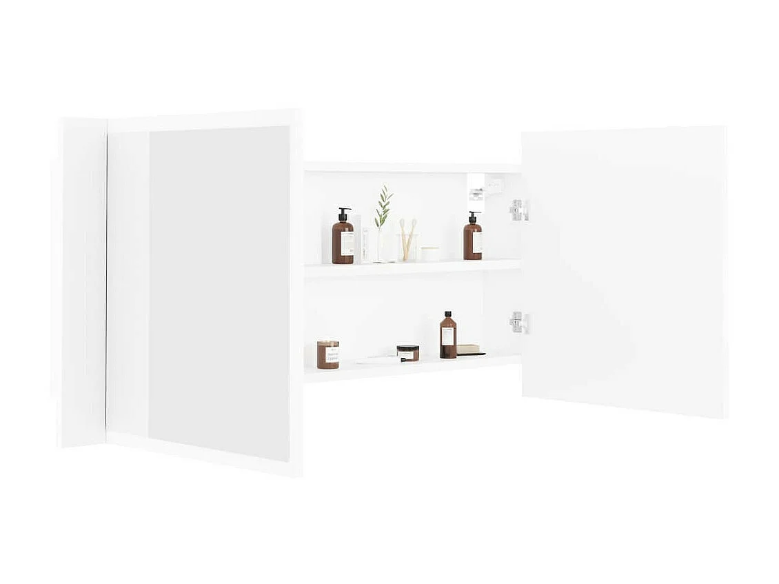 Armoire de salle de bain à miroir à LED Blanc 100x12x45