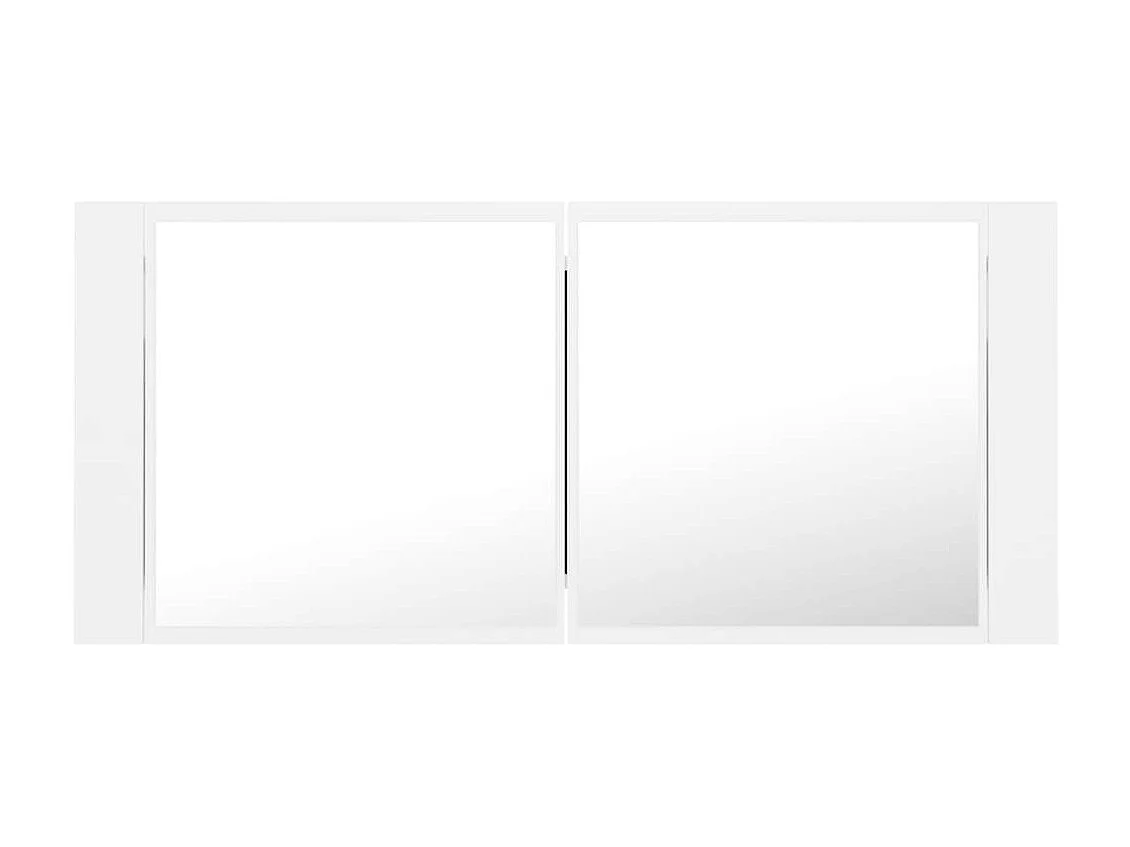 Armoire de salle de bain à miroir à LED Blanc 100x12x45