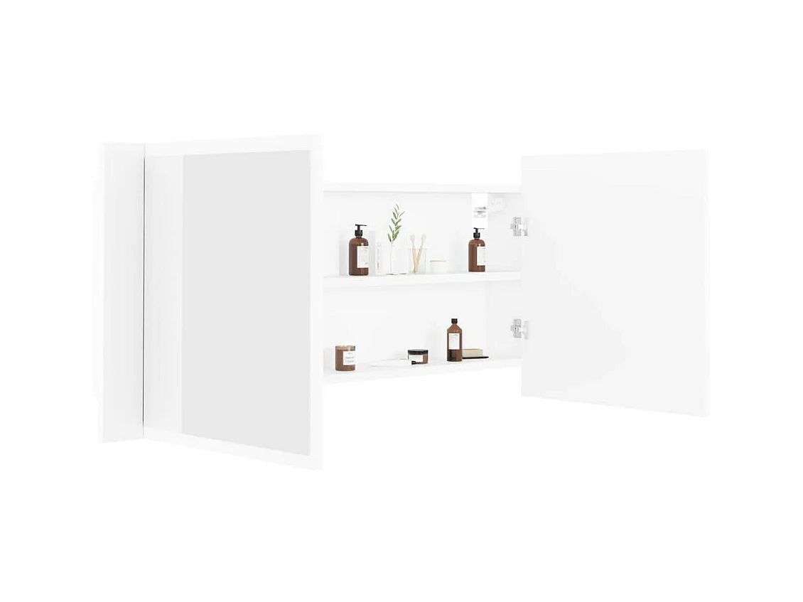Armoire de salle de bain à miroir à LED Blanc 100x12x45