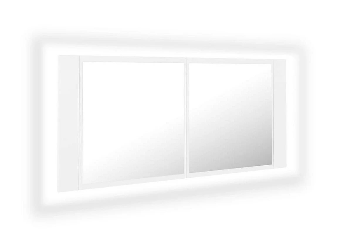 Armoire de salle de bain à miroir à LED Blanc 100x12x45