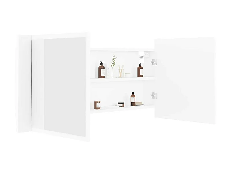 Armoire de salle de bain à miroir à LED Blanc 100x12x45