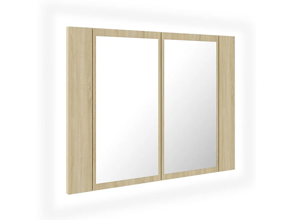 Armoire de salle de bain à miroir à LED Chêne sonoma 60x12x45