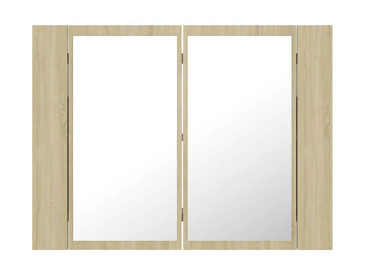 Armoire de salle de bain à miroir à LED Chêne sonoma 60x12x45