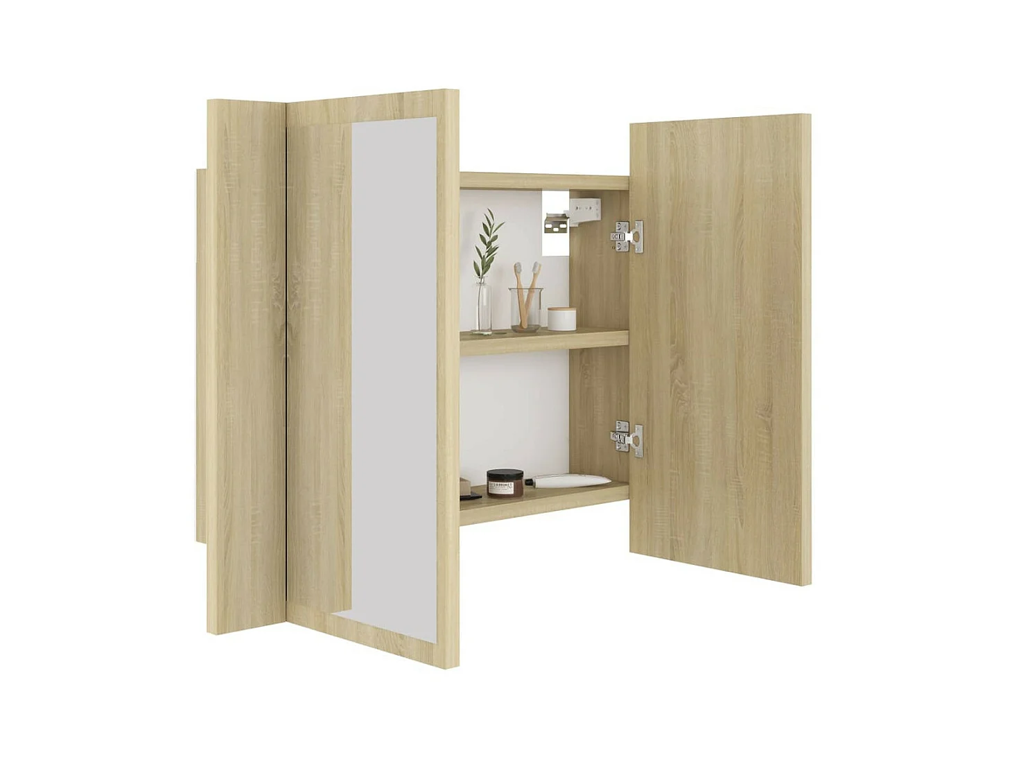 Armoire de salle de bain à miroir à LED Chêne sonoma 60x12x45