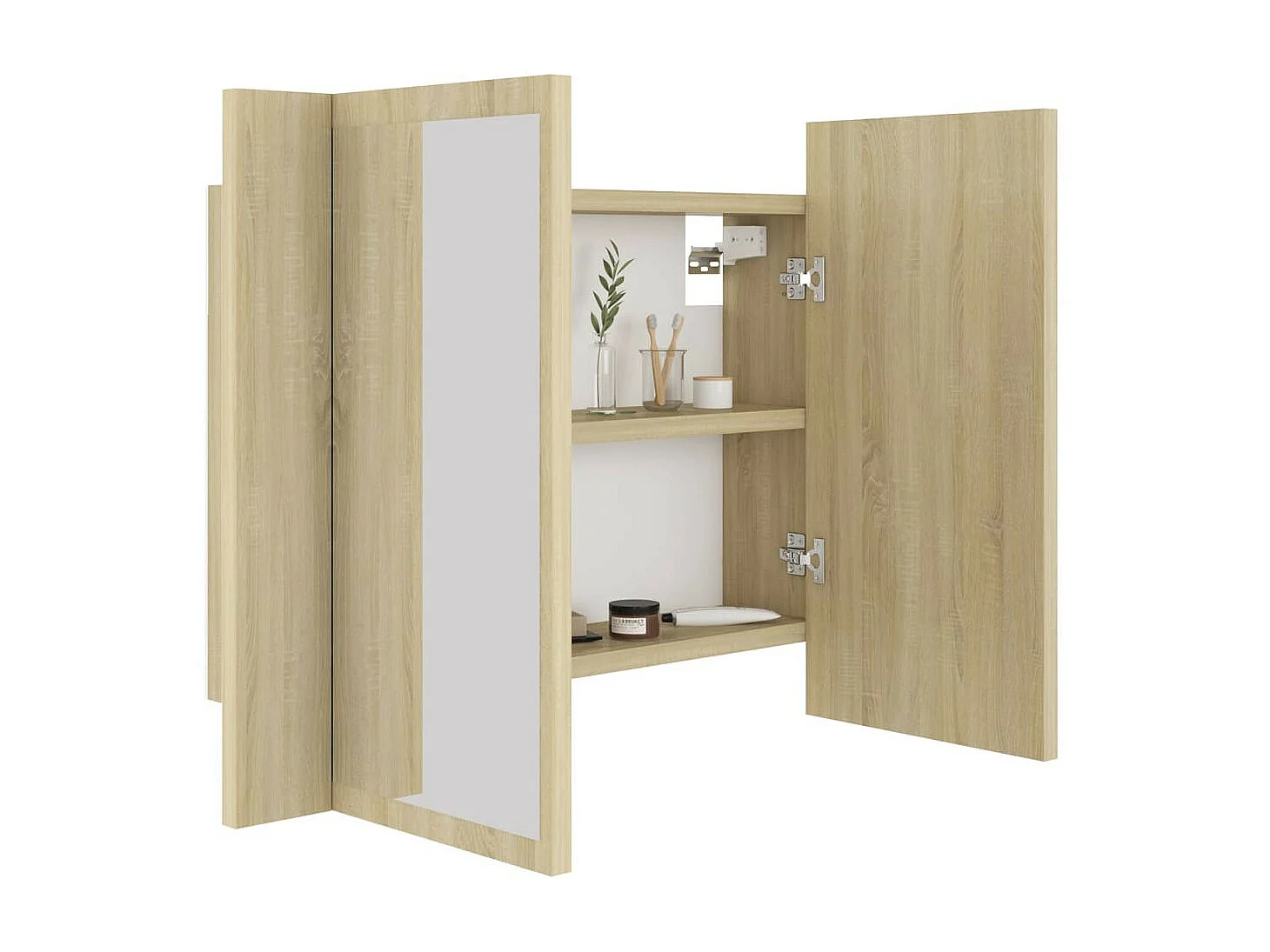 Armoire de salle de bain à miroir à LED Chêne sonoma 60x12x45